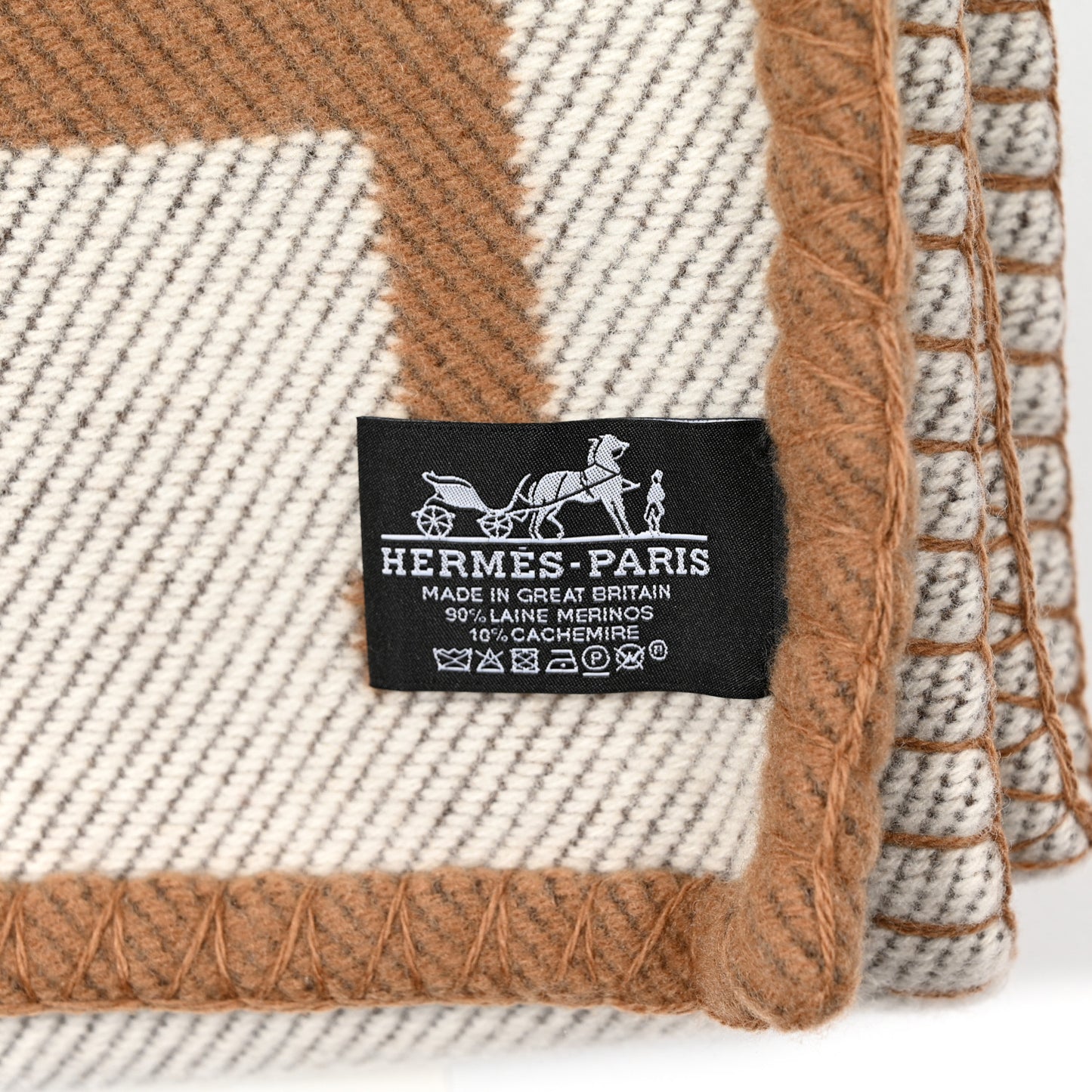 Wool Cashmere Avalon Blanket Ecru Camel
