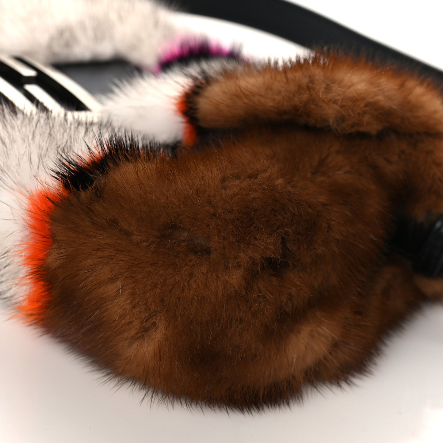 Mink Fur Striped Baguette Natural Multicolor
