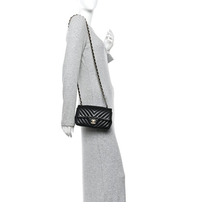 Chanel Lambskin Chevron Quilted Mini Rectangular Flap Black 2 of 11