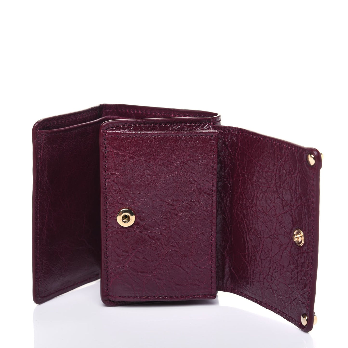 Agneau Arena Classic Gold Hardware Mini Wallet Violet Prune