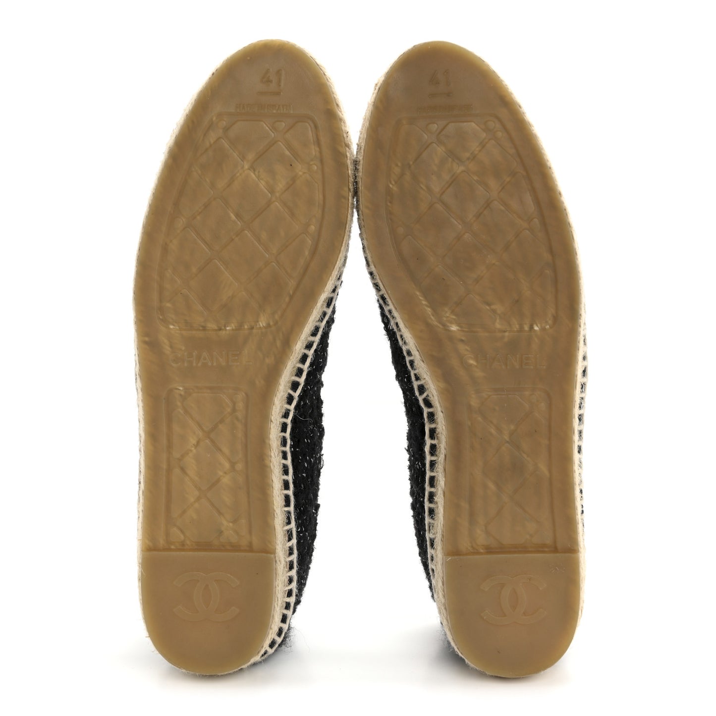 Metallic Lambskin Tweed CC Espadrilles 41 Black Silver