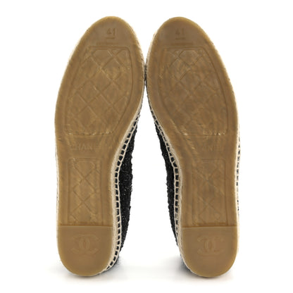 Chanel Metallic Lambskin Tweed CC Espadrilles 41 Black Silver 6 of 9
