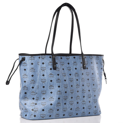 MCM Visetos Reversible Shopper Tote Blue 3 of 16