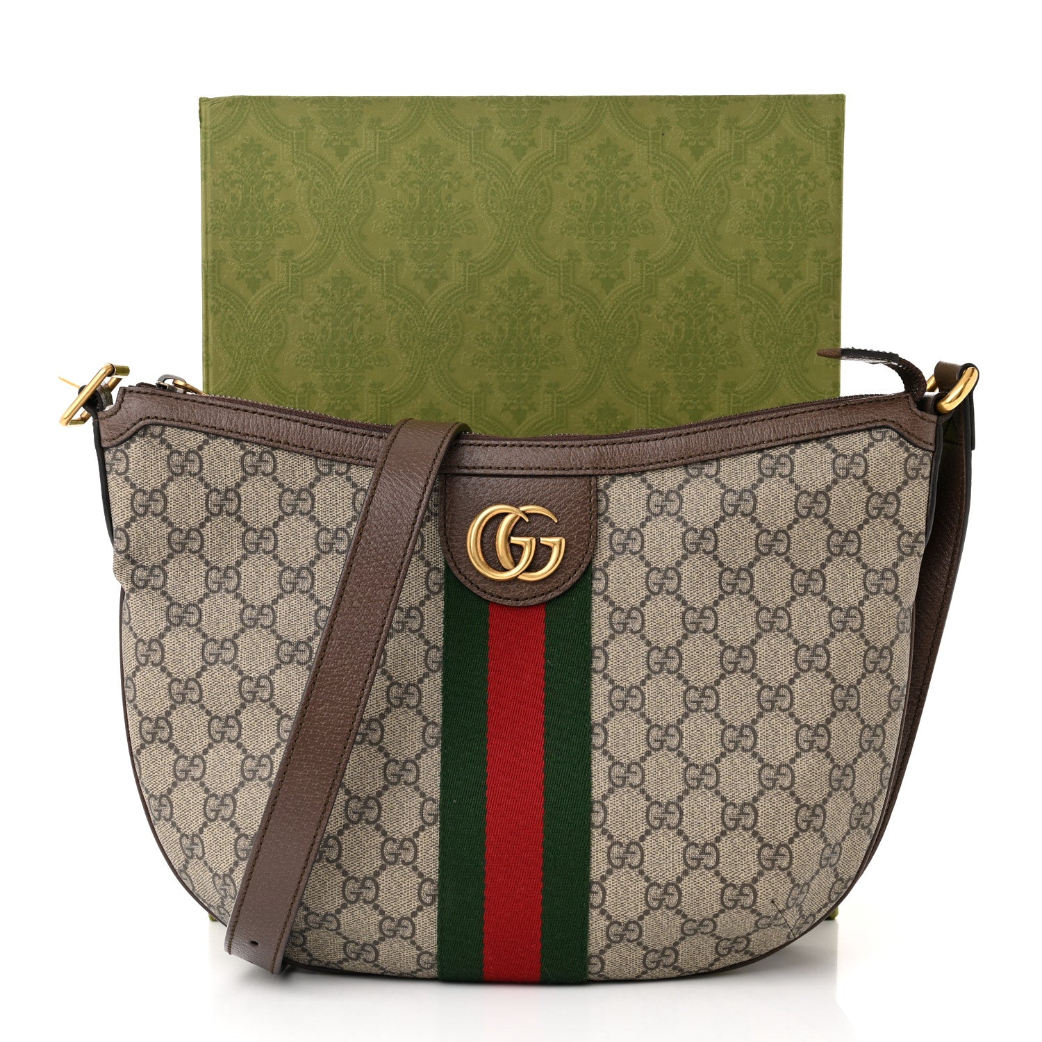 Gucci GG Supreme Monogram Web Small Ophidia Half Moon Hobo Brown 11 of 11
