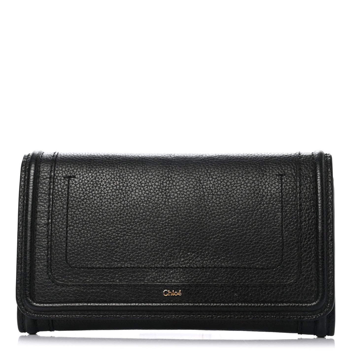 Grained Calfskin Continental Flap Wallet Black