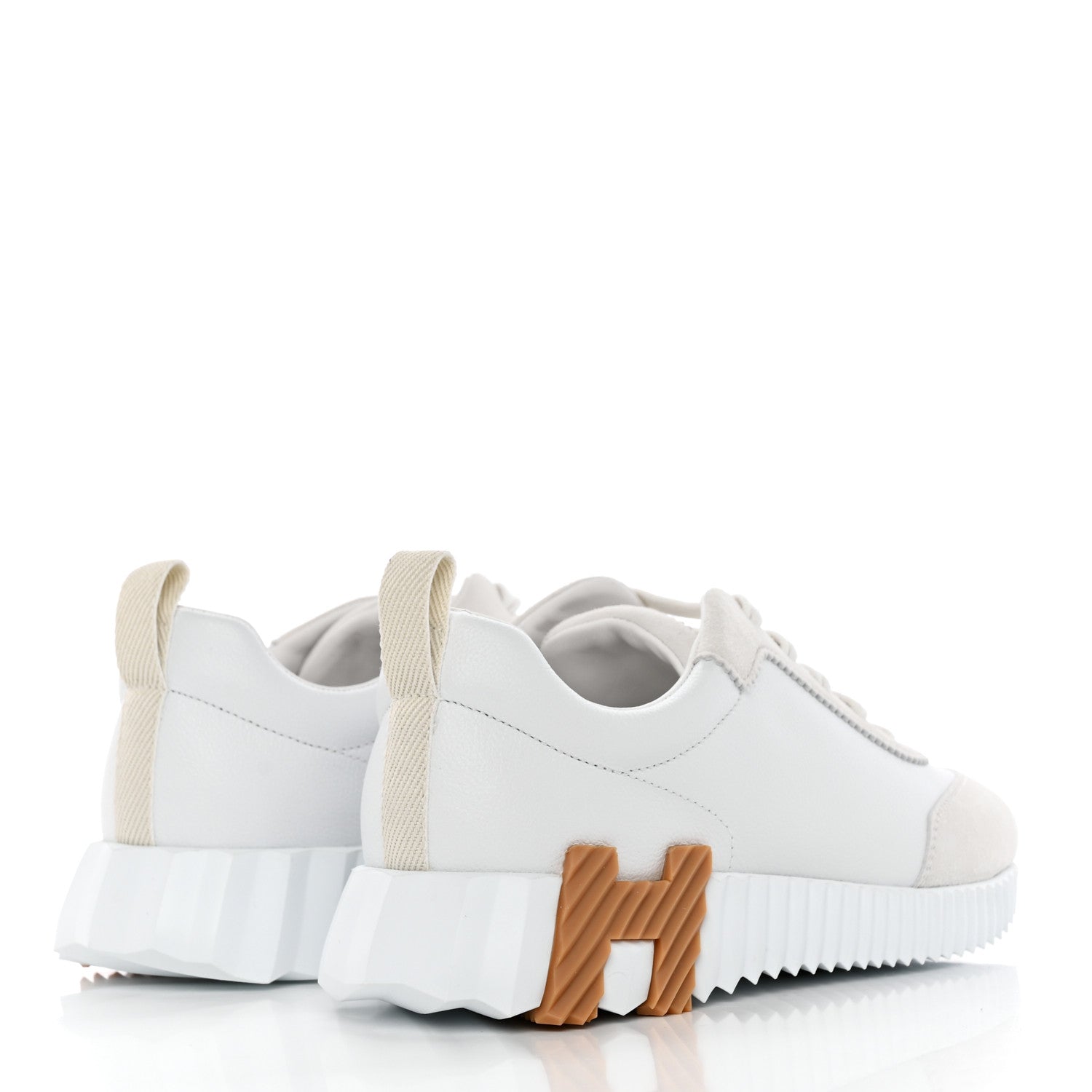 Hermes Calfskin Suede Goatskin Bouncing Sneakers 37.5 White 4 of 9