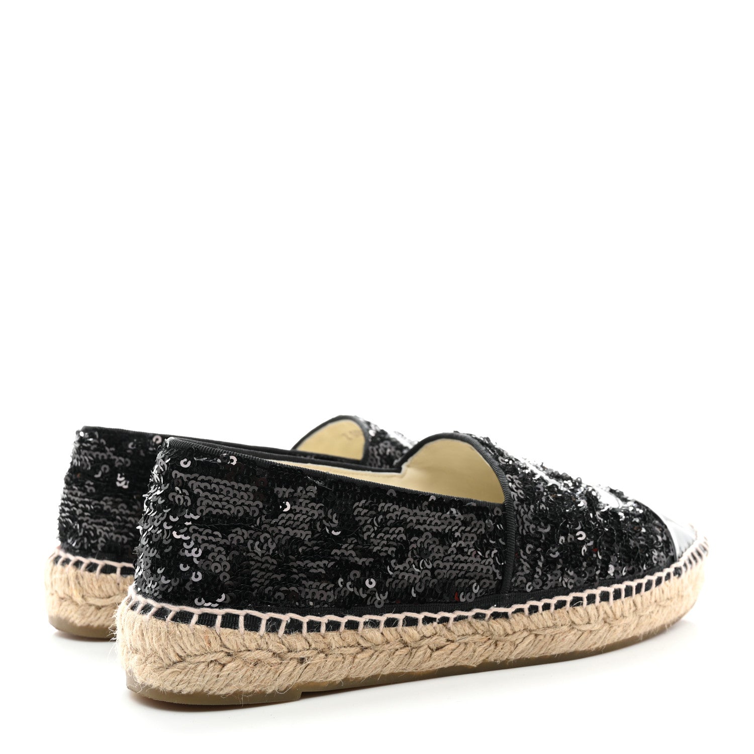 Chanel Patent Sequin CC Espadrilles 38 Black 4 of 9