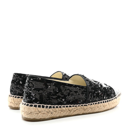 Chanel Patent Sequin CC Espadrilles 38 Black 4 of 9
