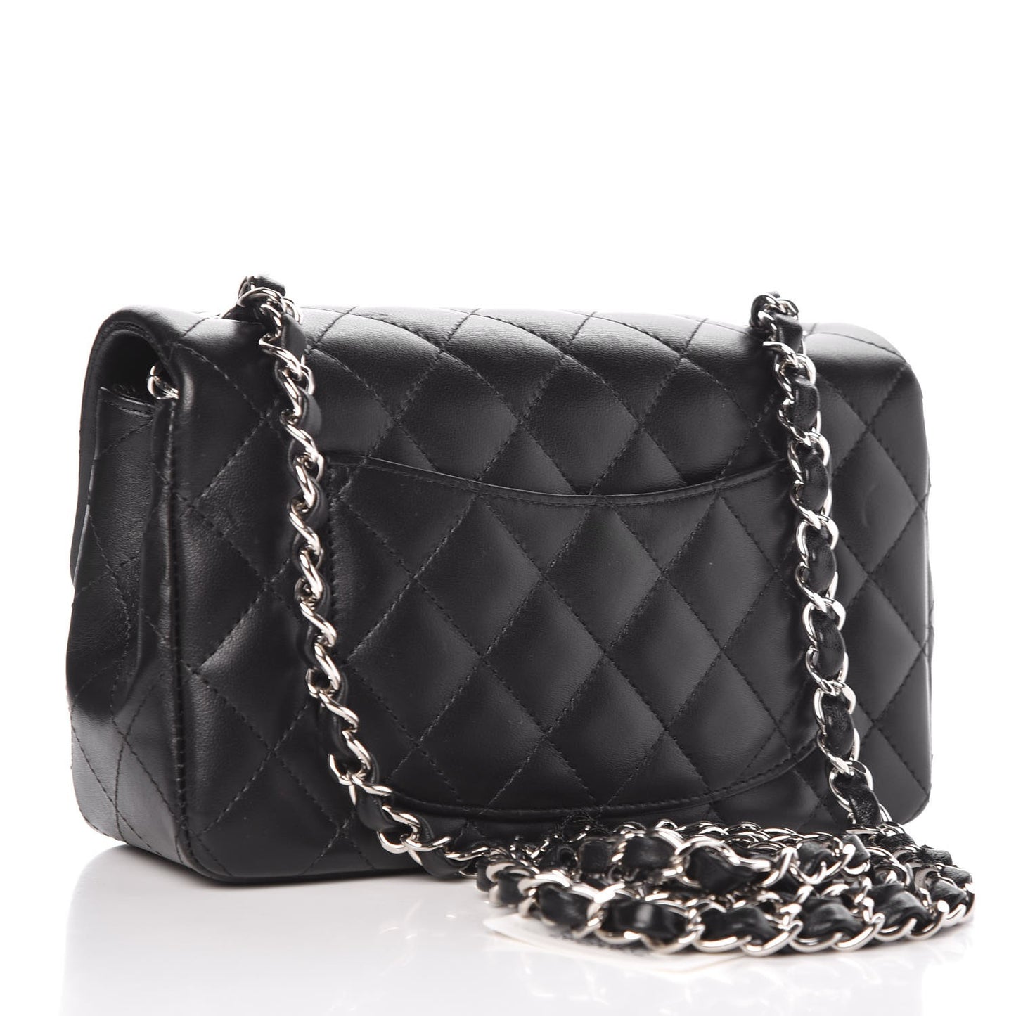 Lambskin Quilted Mini Rectangular Flap Black