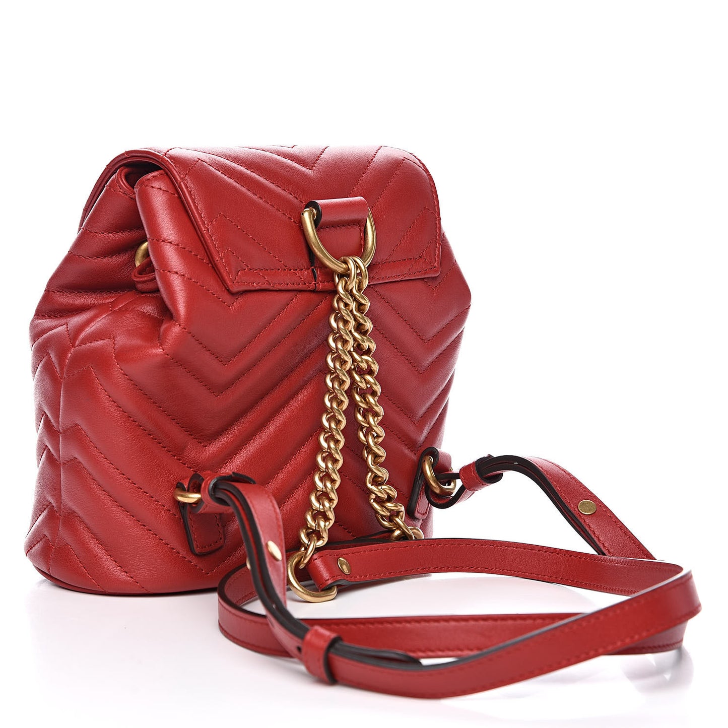 Calfskin Matelasse GG Marmont Flap Backpack Hibiscus Red