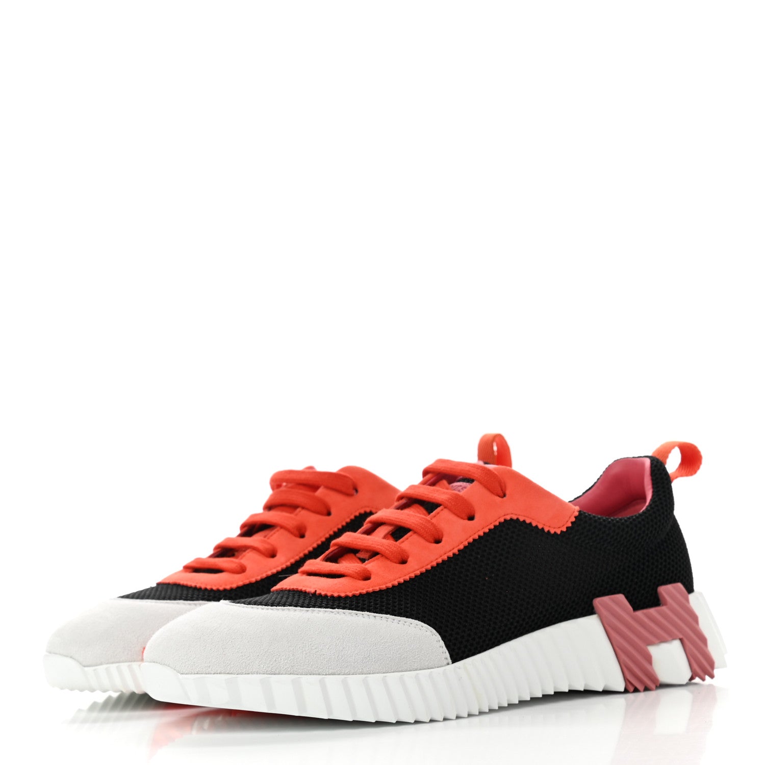 Hermes Technical Canvas Suede Goatskin Bouncing Sneakers 39.5 Black Multicolor 3 of 9