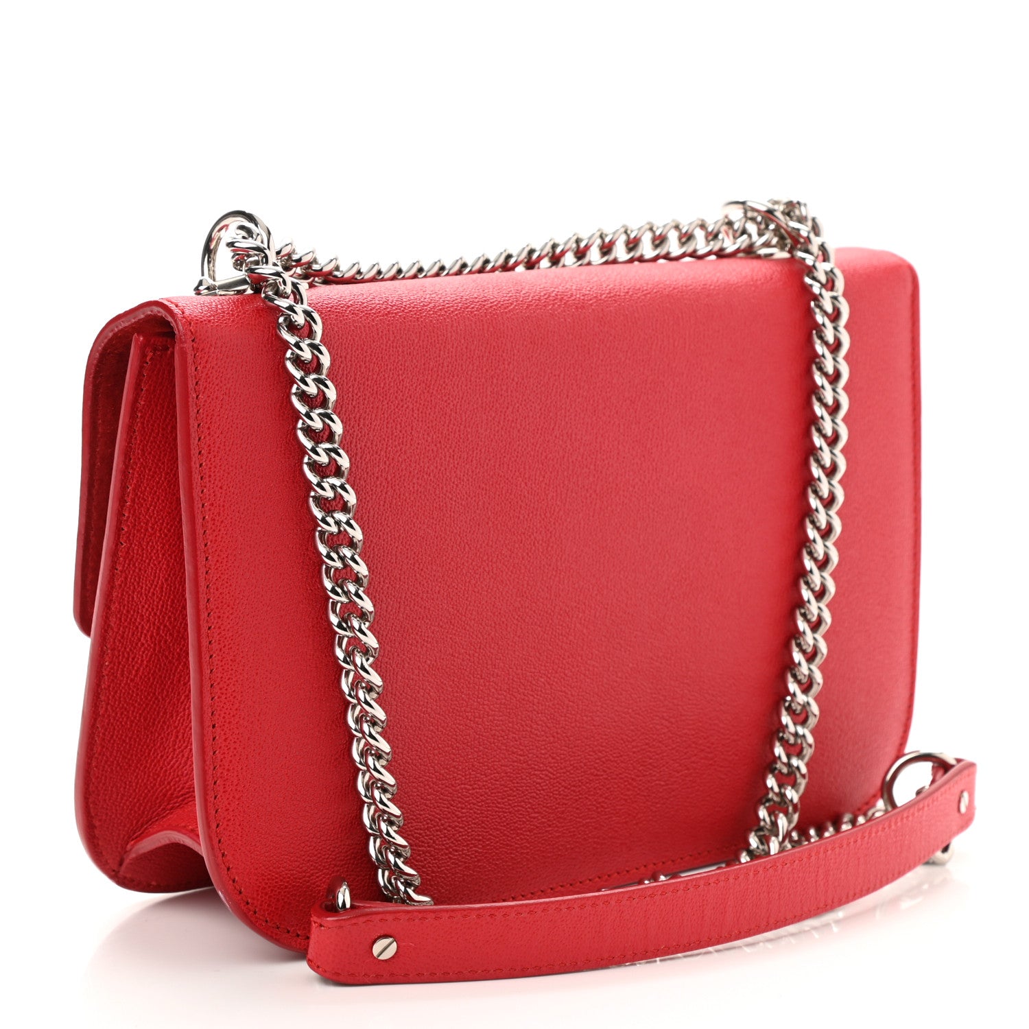 Alexander McQueen Grained Calfskin Medium Insignia Flap China Red 3 of 13