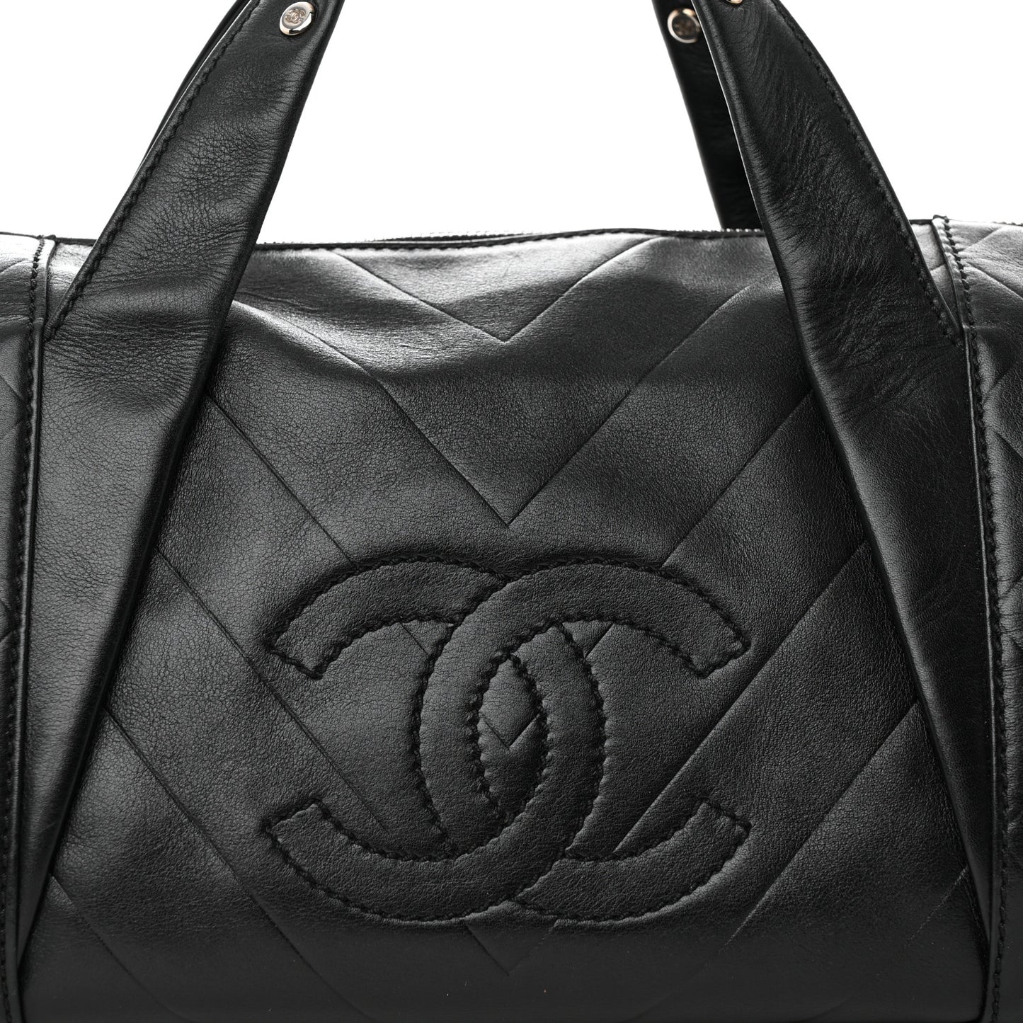 Calfskin Chevron CC All Day Long Boston Black