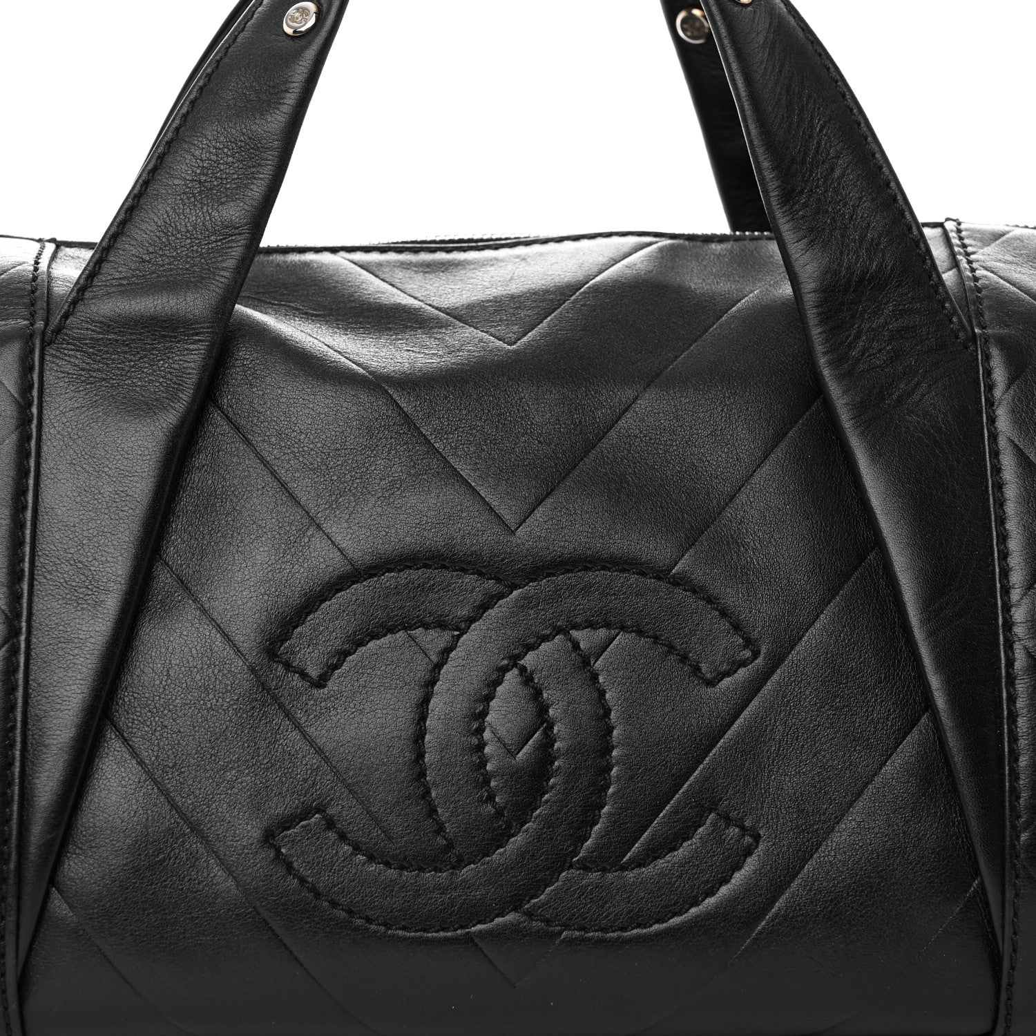 Chanel Calfskin Chevron CC All Day Long Boston Black 8 of 12