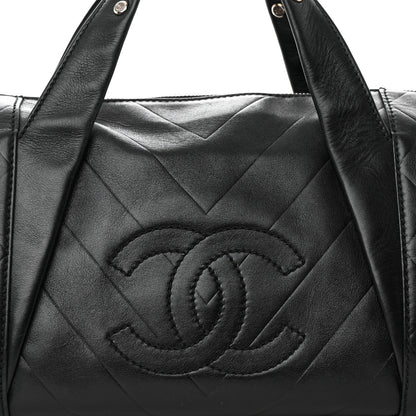 Chanel Calfskin Chevron CC All Day Long Boston Black 8 of 12