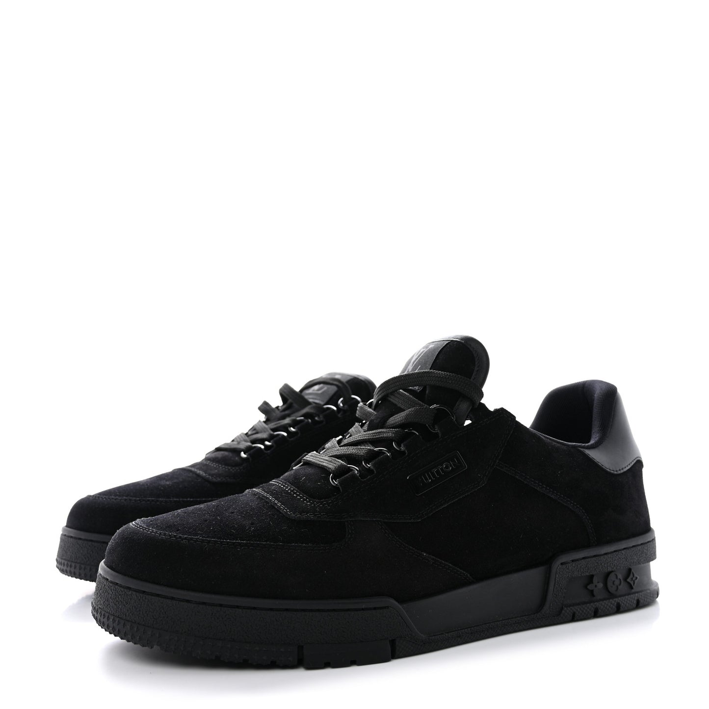 Suede Mens LV Trainer Sneakers 9 Black