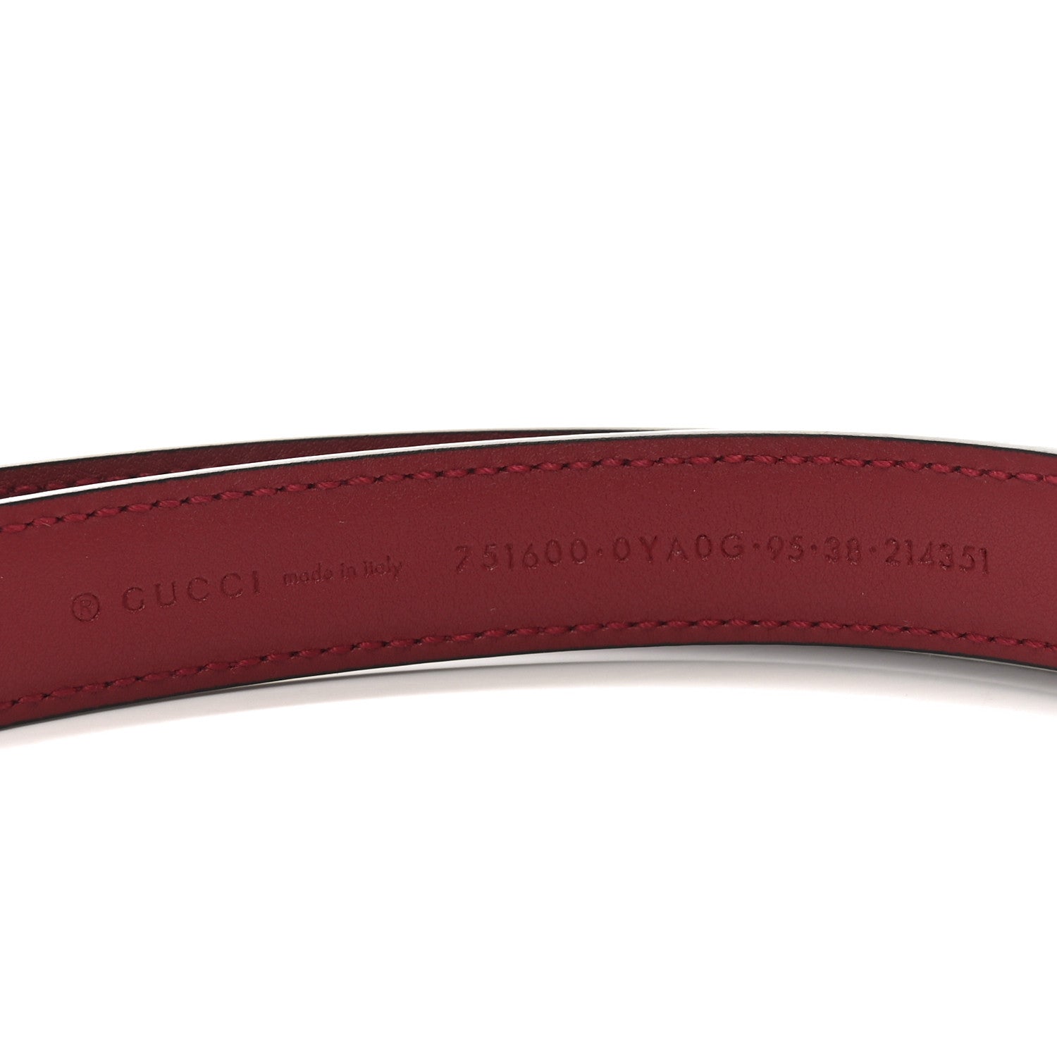 Gucci Plutone Calfskin Gucci Buckle 20mm Thin Belt 95 38 Rosso 4 of 4