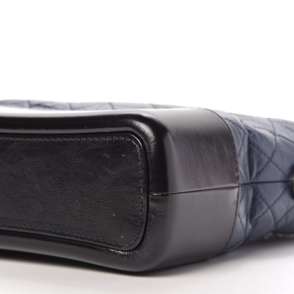 Chanel Aged Calfskin Quilted Medium Gabrielle Hobo Navy Black 7 of 9