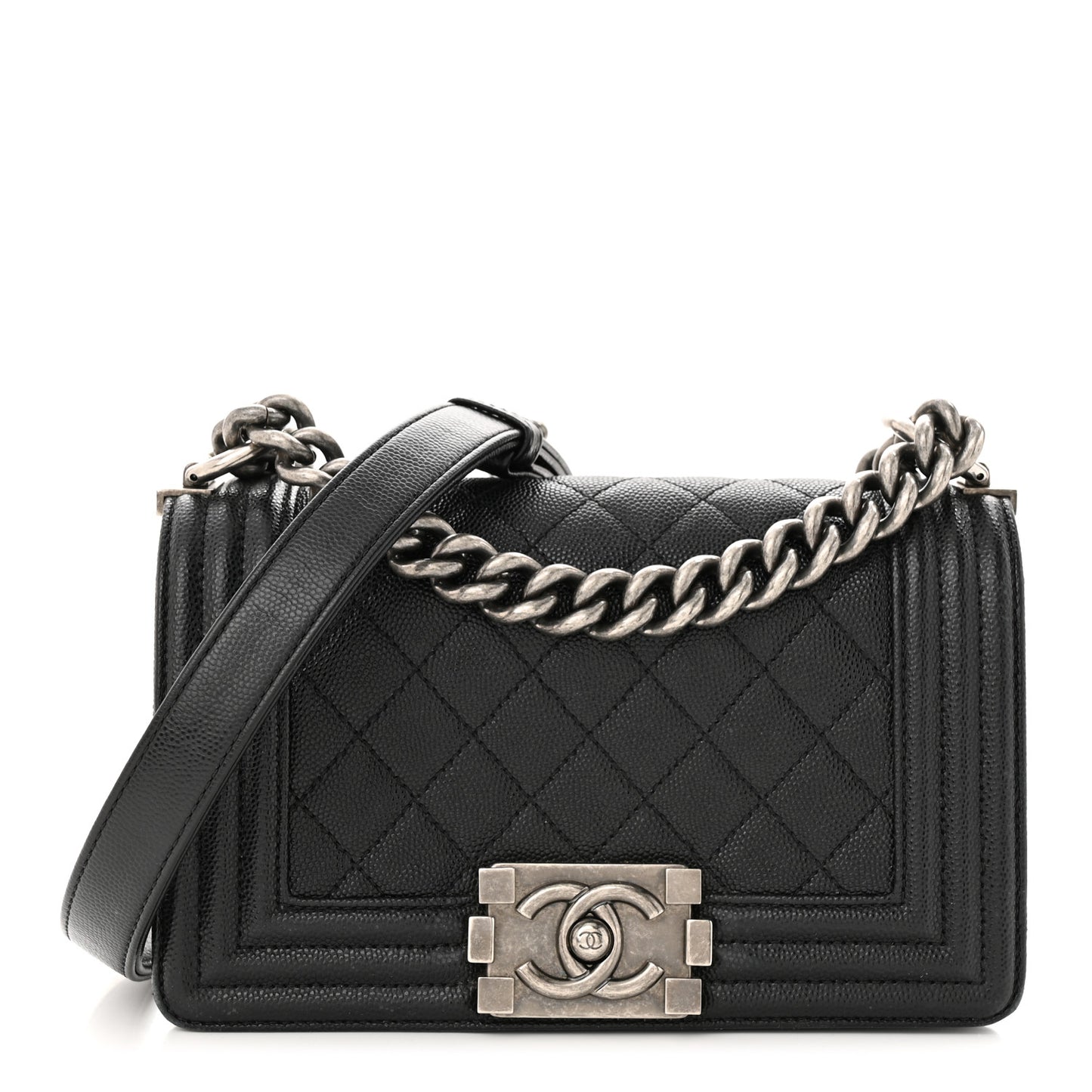 Caviar Quilted Small Boy Flap Black