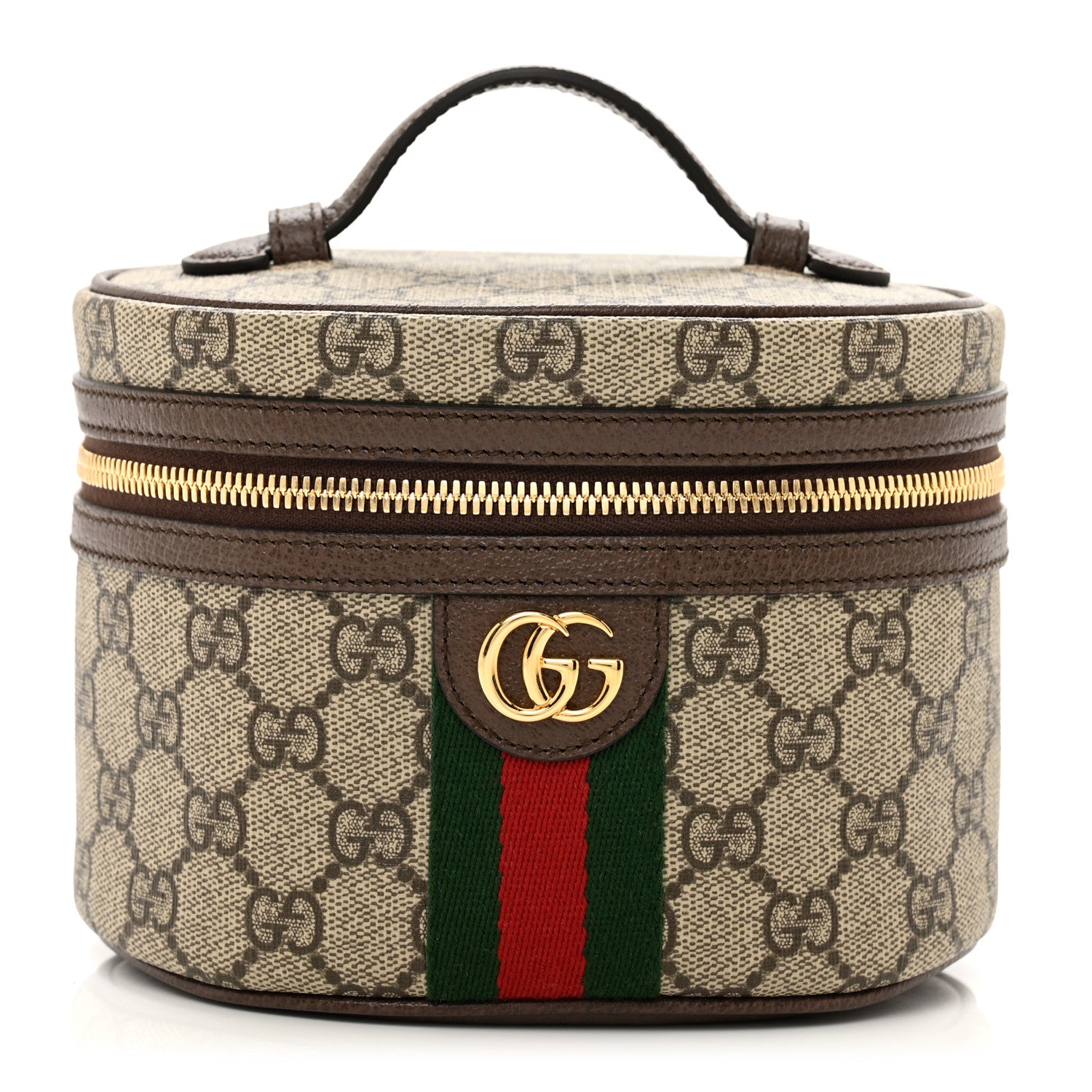Gucci GG Supreme Monogram Textured Calfskin Web Ophidia Vanity Cosmetic Case Beige Ebony New Acero 1 of 8