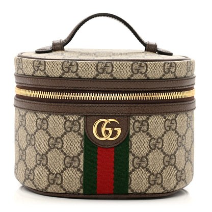 Gucci GG Supreme Monogram Textured Calfskin Web Ophidia Vanity Cosmetic Case Beige Ebony New Acero 1 of 8