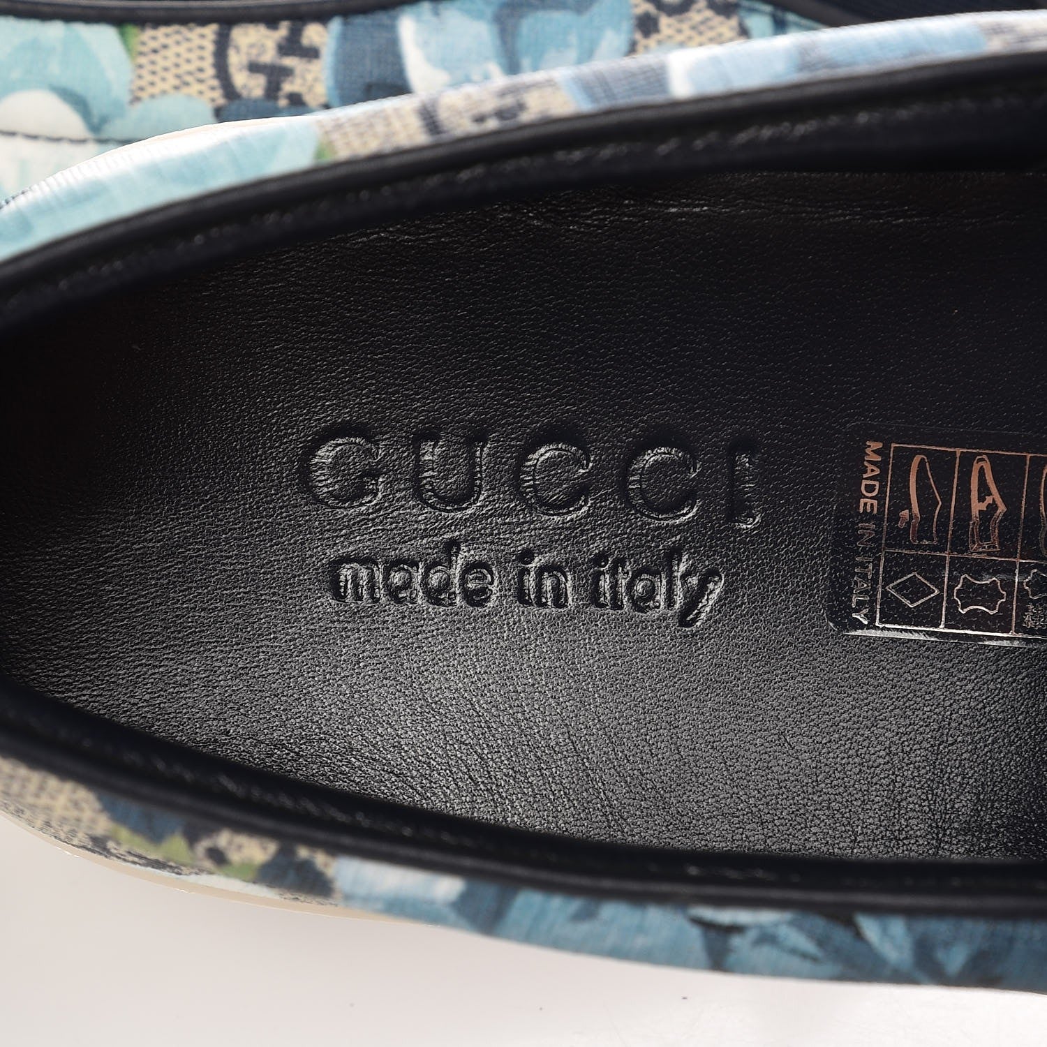 Gucci GG Supreme Monogram Blooms Mens Dublin Slip On Sneakers 7 Beige Blue Navy 7 of 9