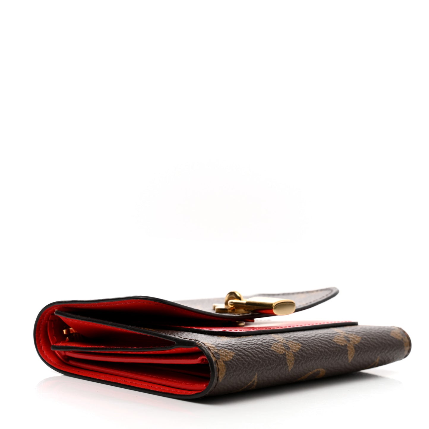 Monogram Flower Lock Compact Wallet Coquelicot
