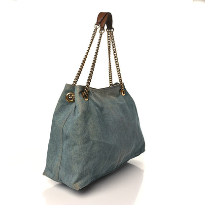 Gucci Denim Medium Soho Chain Shoulder Bag Blue 3 of 12