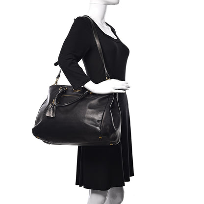 Prada Soft Calf Shopping Tote Black 2 of 20
