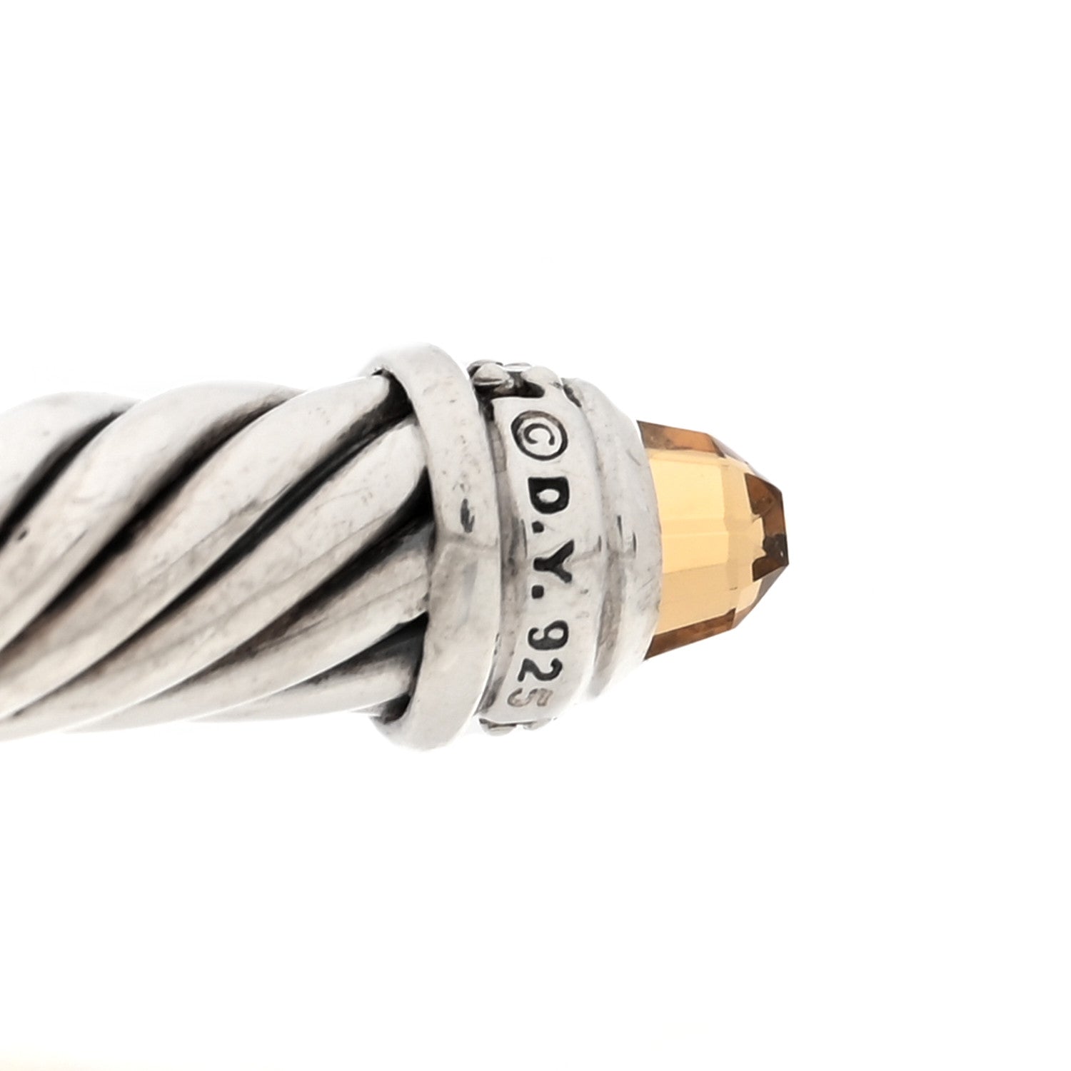 David Yurman Sterling Silver Diamond Citrine 5mm Cable Classics Bracelet 3 of 3