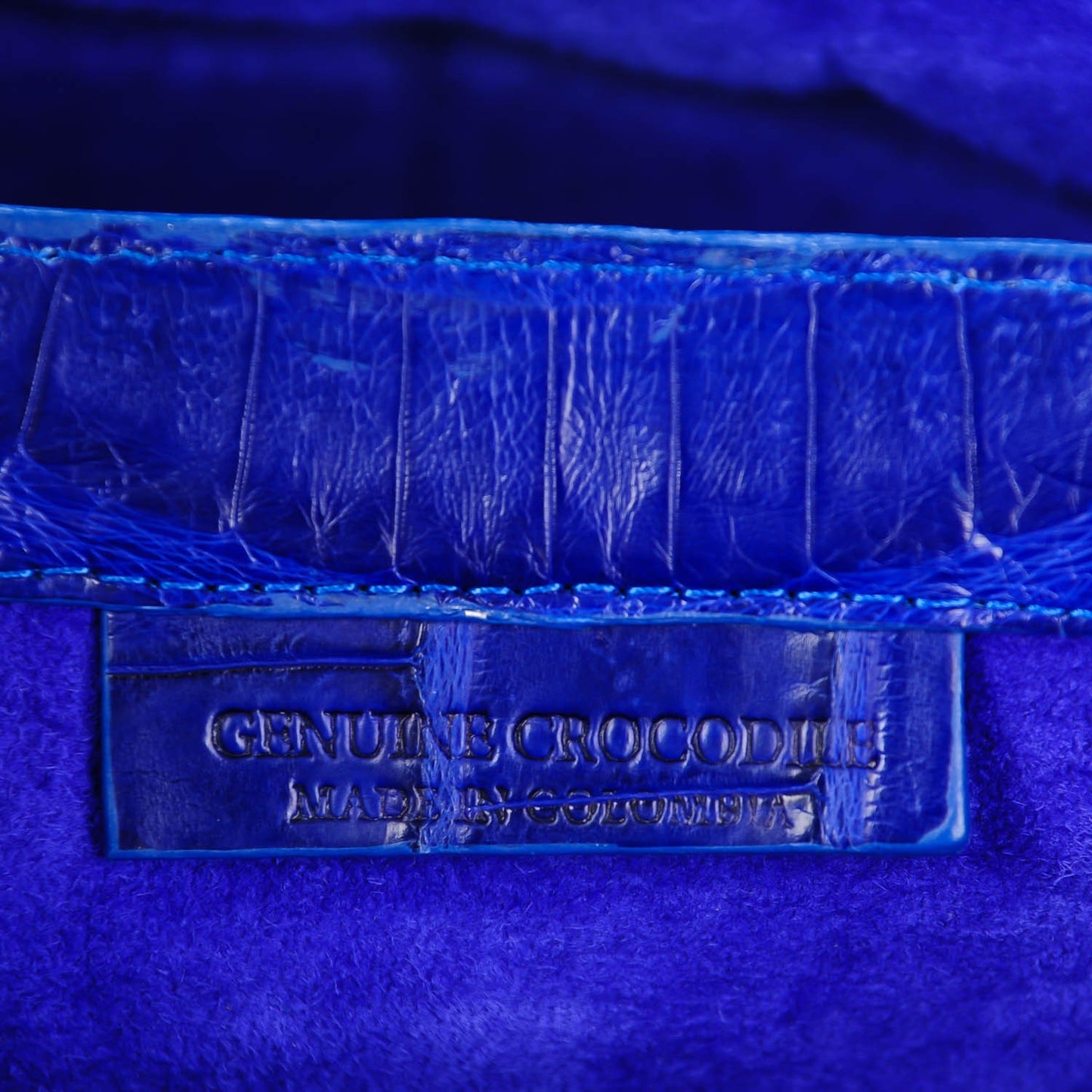 Crocodile Front Flap Shoulder Bag Cobalt