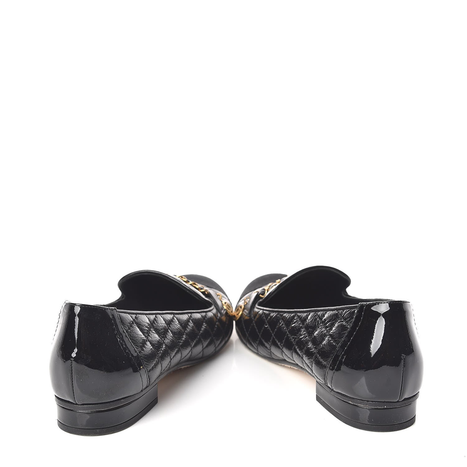 Chanel Grosgrain Glazed Lambskin Quilted Chain Loafers 37.5 Black 6 of 11