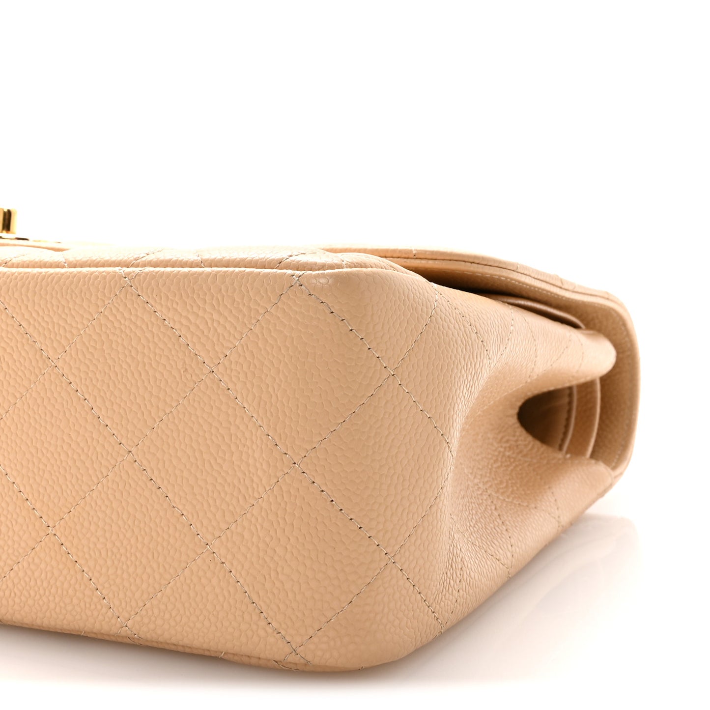Caviar Quilted Jumbo Double Flap Light Beige