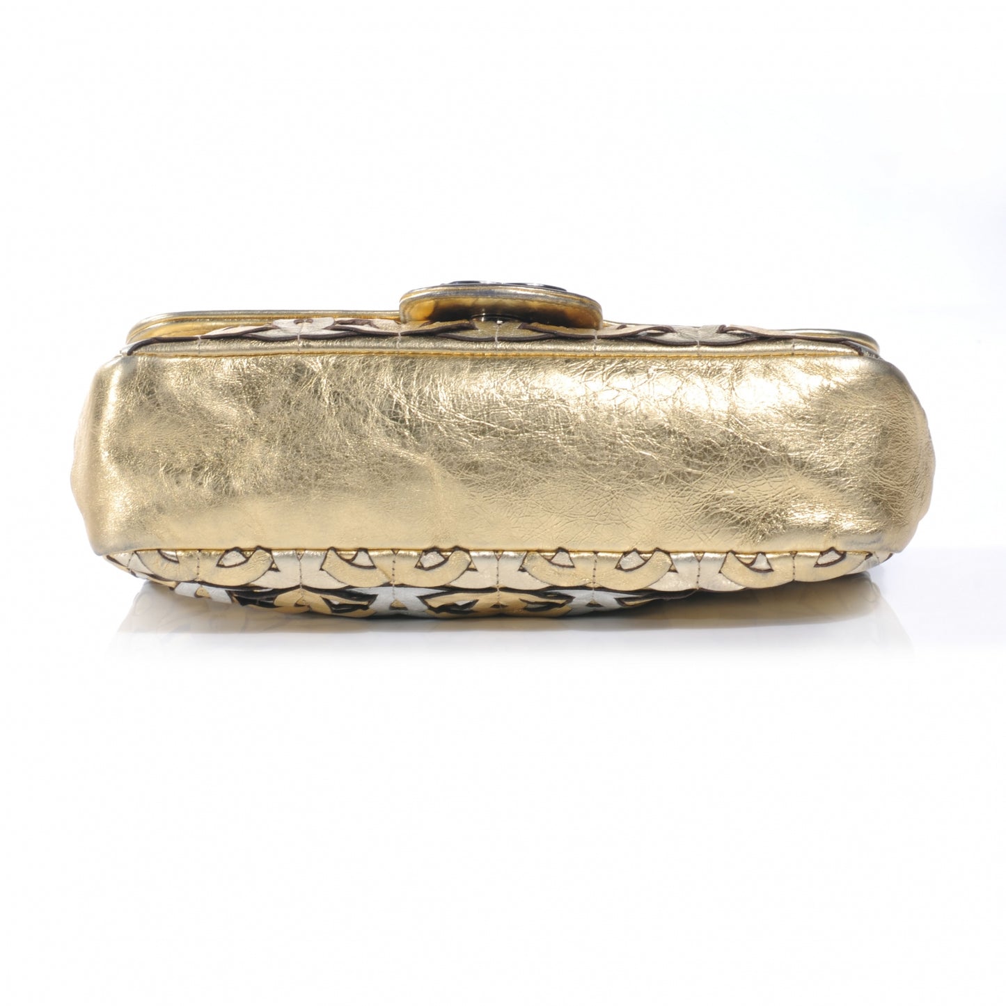 Calfskin Crackled CC Mix Medium Flap Gold Silver