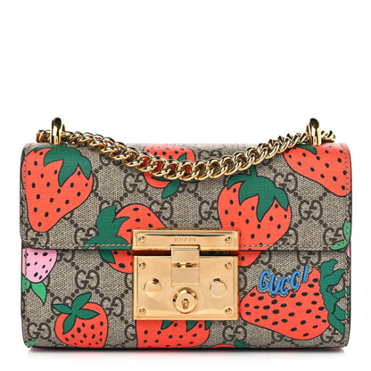 Gucci GG Supreme Monogram Strawberry Small Padlock Shoulder Bag 1 of 11