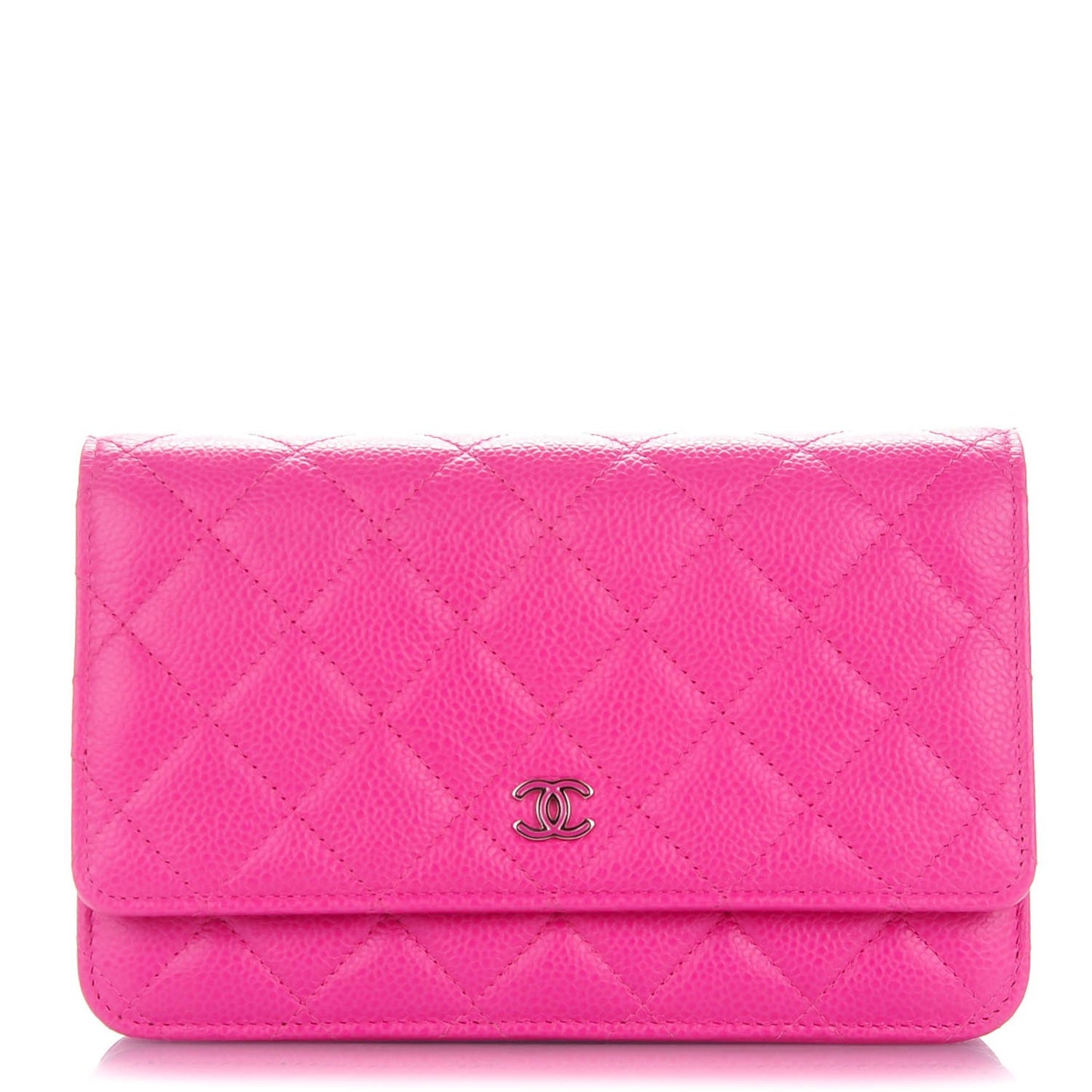 Caviar Quilted Wallet on Chain WOC Pink
