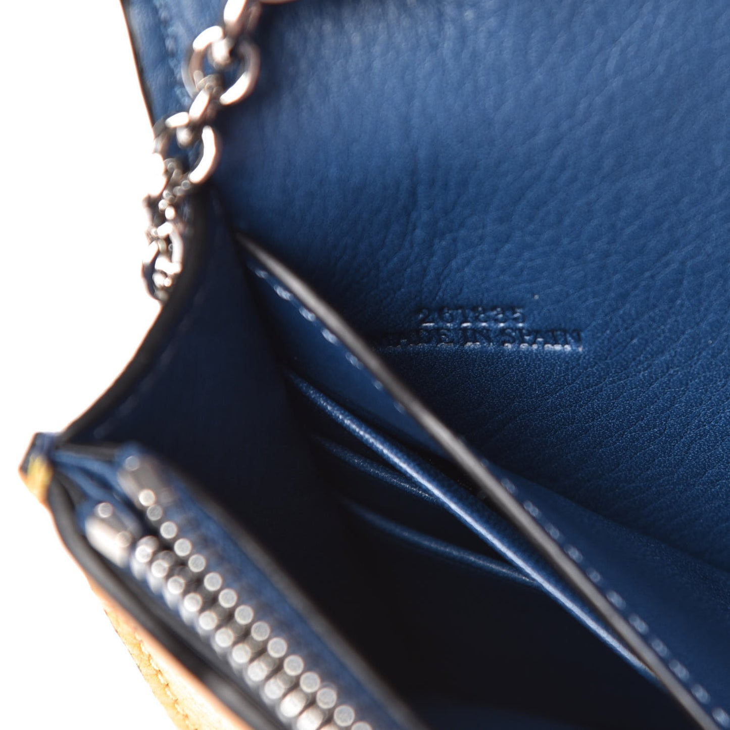 Pebbled Calfskin Chain Wallet Light Caramel Pecan