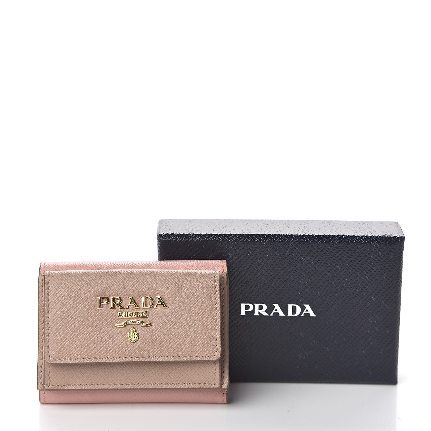 Prada Saffiano Multicolor Tri-Fold Compact Wallet Cipria Orchidea 9 of 9