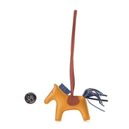 Hermes Milo Lambskin Grigri Rodeo Horse Bag Charm PM Jaune D'Or Bleu Agate Cornaline 2 of 5