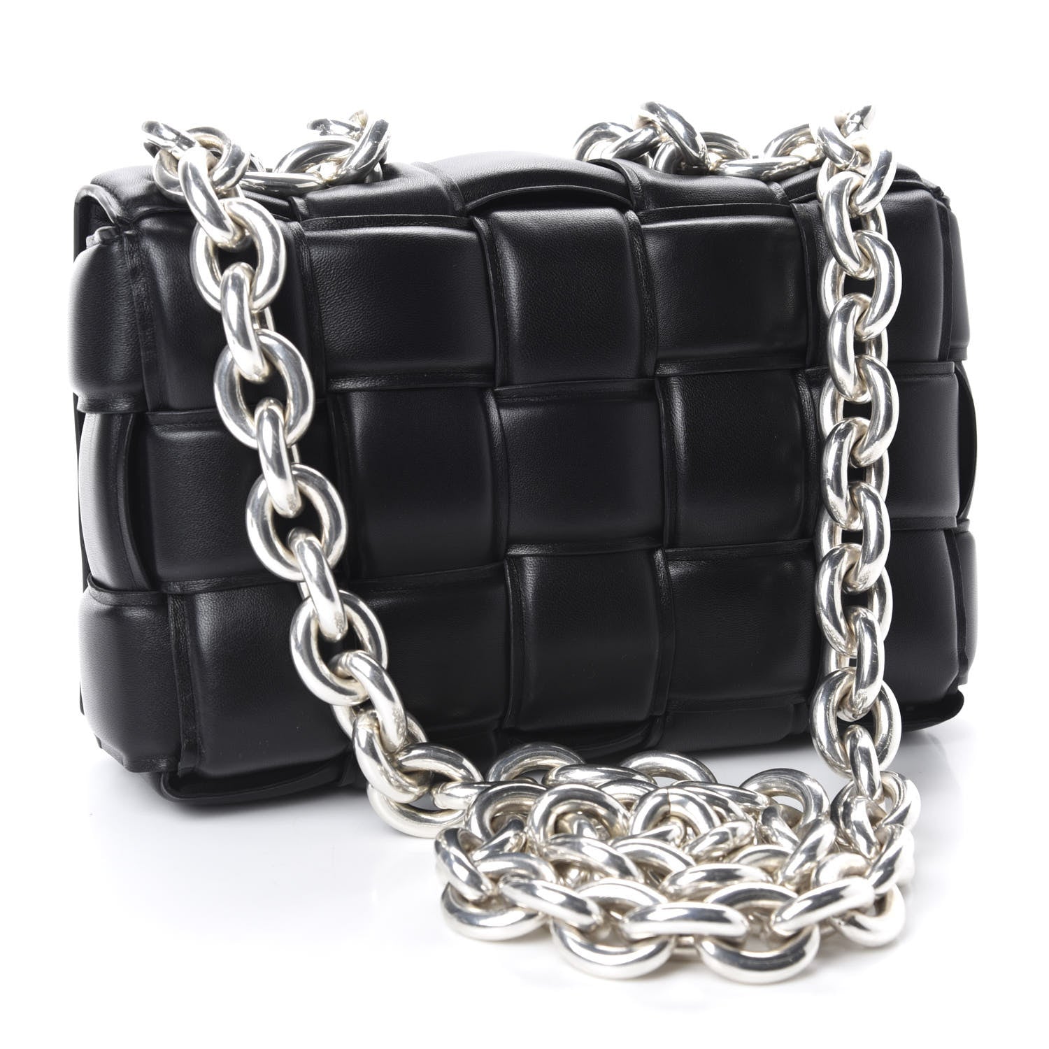 Bottega Veneta Lambskin Maxi Intreccio Padded Chain Cassette Crossbody Bag Black 3 of 9