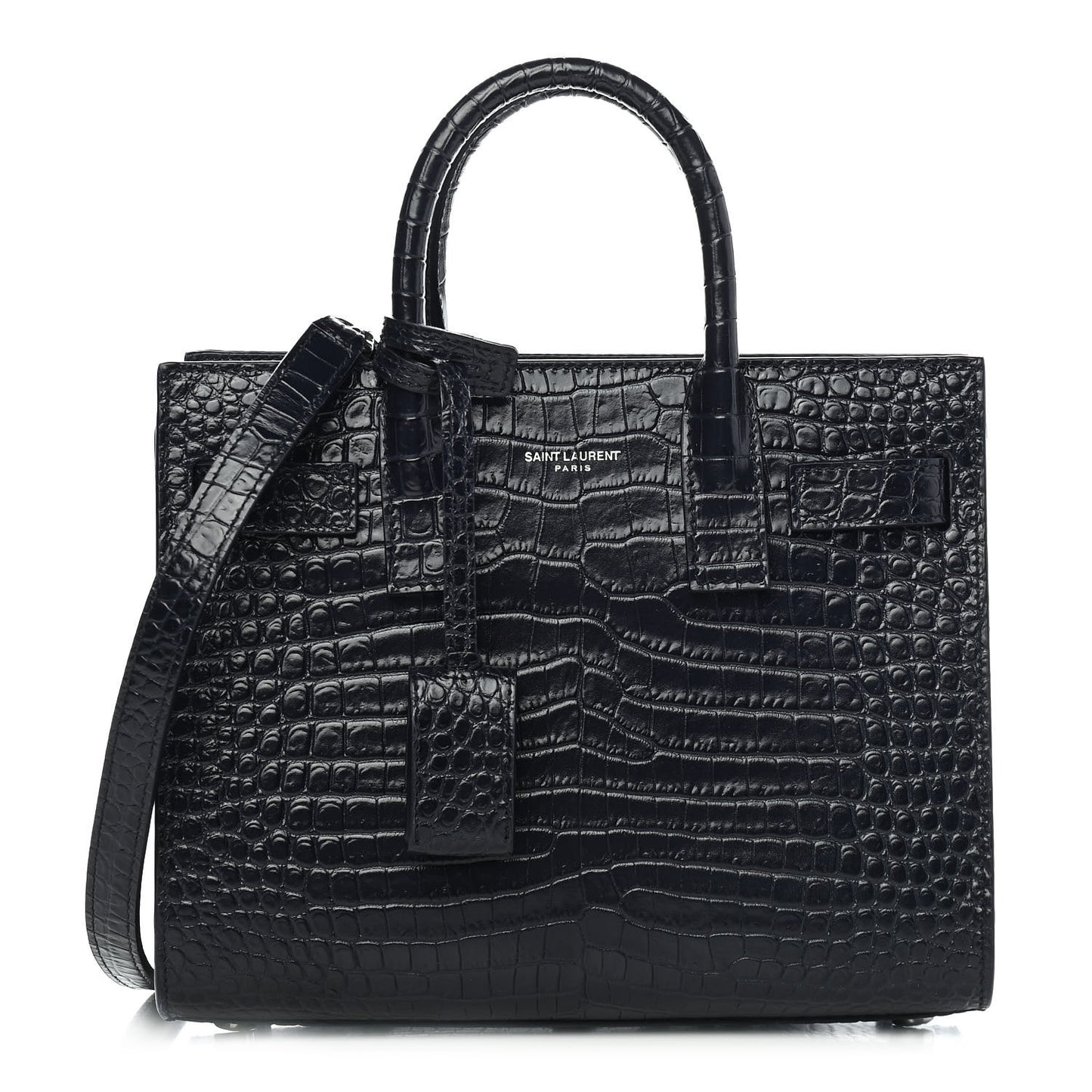 Calfskin Crocodile Embossed Nano Sac De Jour Navy