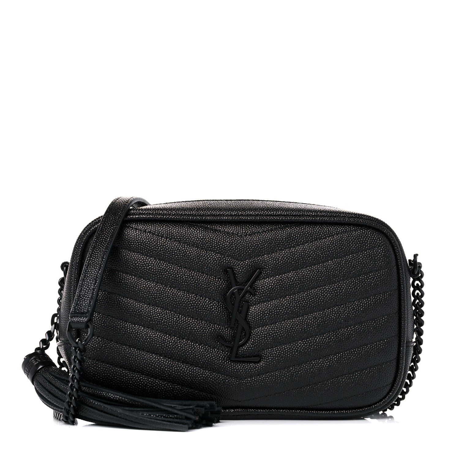 Saint Laurent Grain De Poudre Matelasse Monogram Mini Lou Camera Bag Black 1 of 9