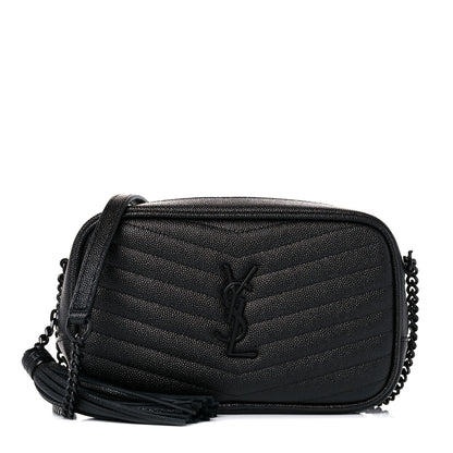 Saint Laurent Grain De Poudre Matelasse Monogram Mini Lou Camera Bag Black 1 of 9