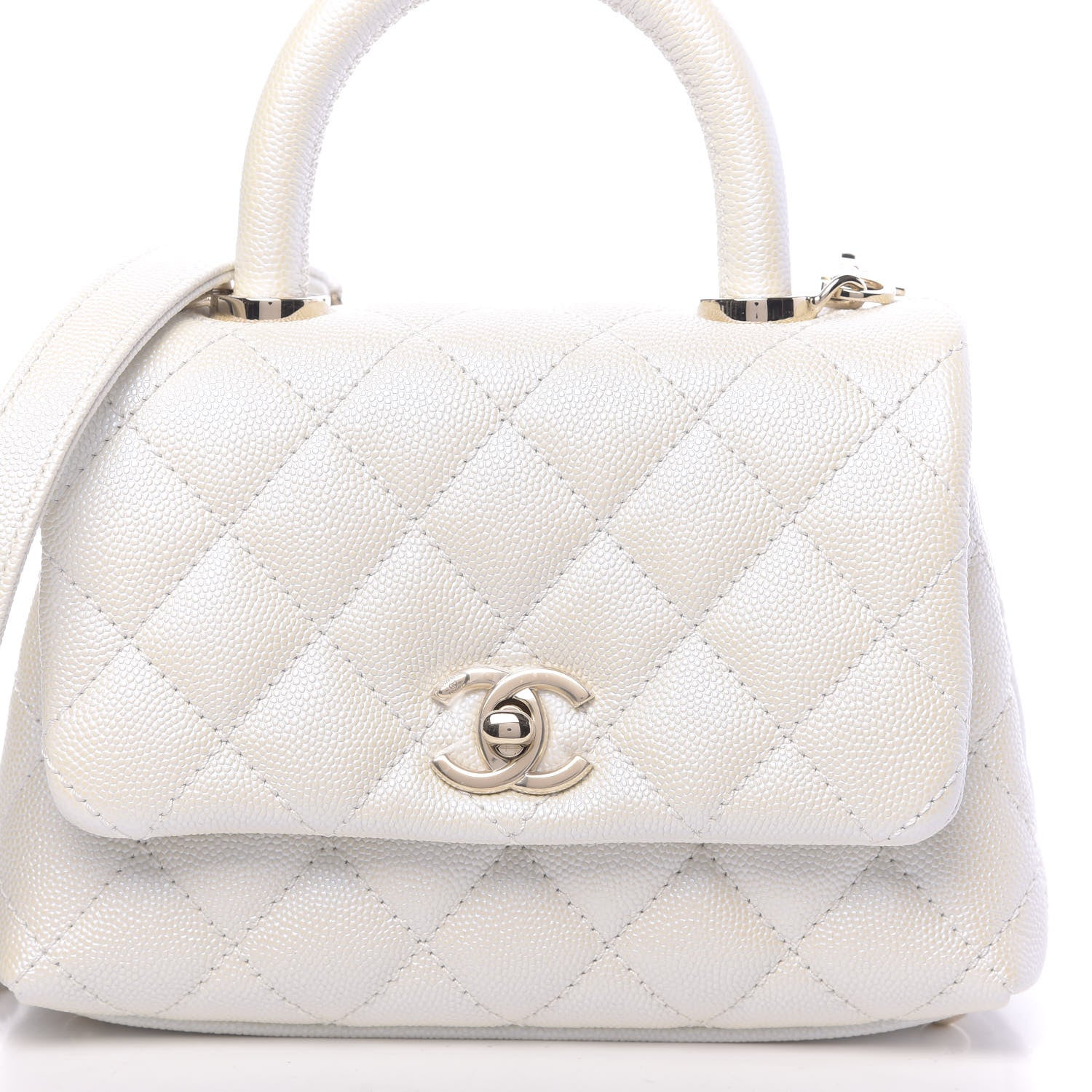 Chanel Iridescent Caviar Quilted Extra Mini Coco Handle Flap Ivory 8 of 11
