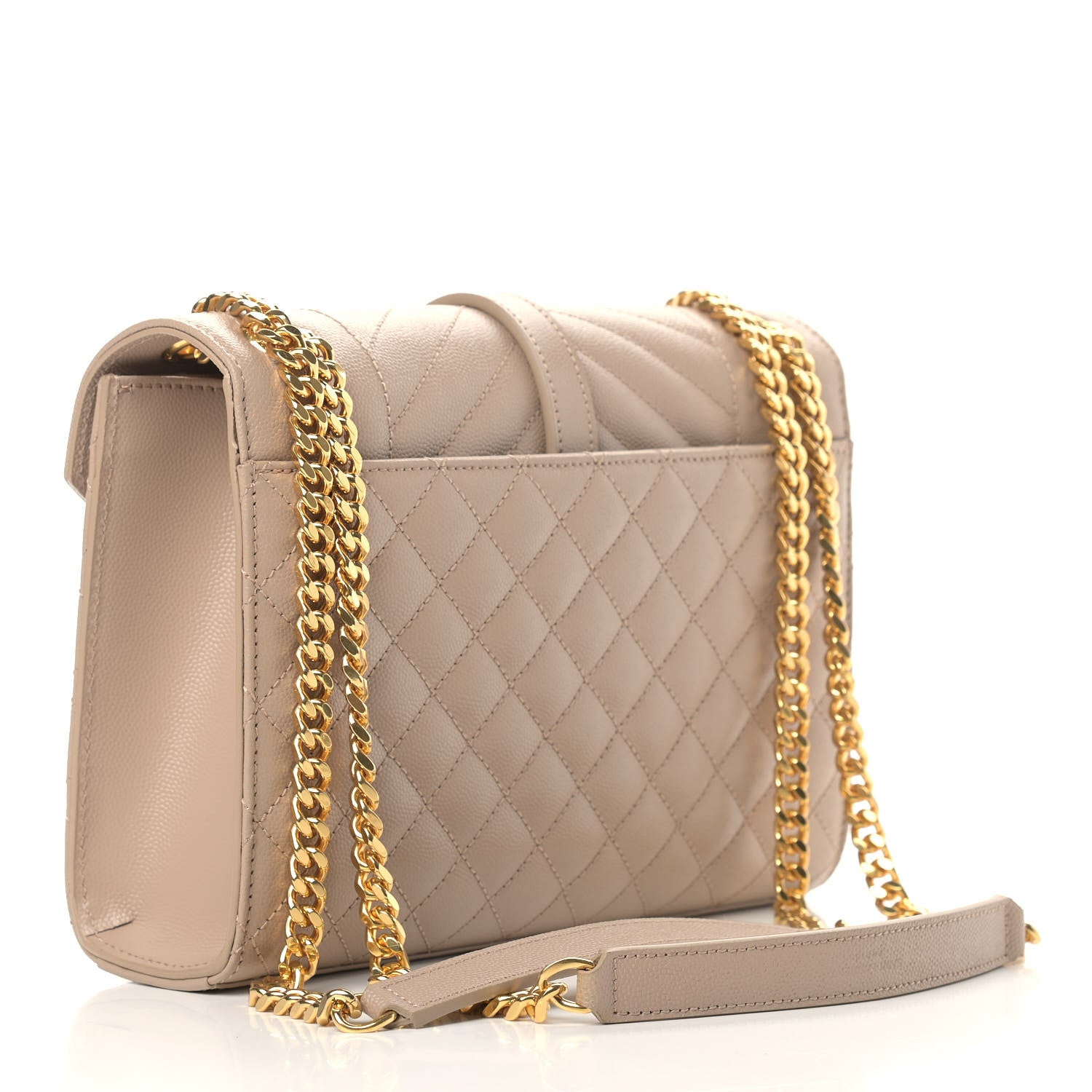 Saint Laurent Grain De Poudre Textured Mixed Matelasse Medium Triquilt Monogram Satchel Dark Beige 3 of 10