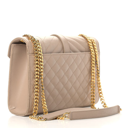 Saint Laurent Grain De Poudre Textured Mixed Matelasse Medium Triquilt Monogram Satchel Dark Beige 3 of 10