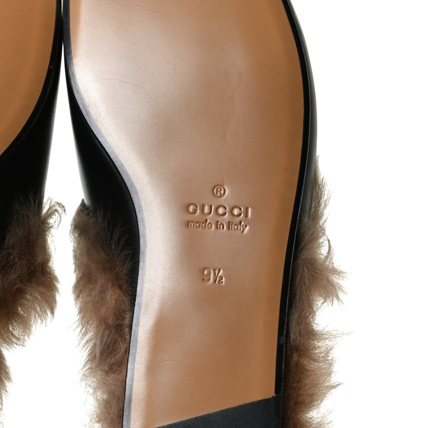 Calfskin Fur Tiger Embroidered Mens Princetown Slippers 9.5 Black