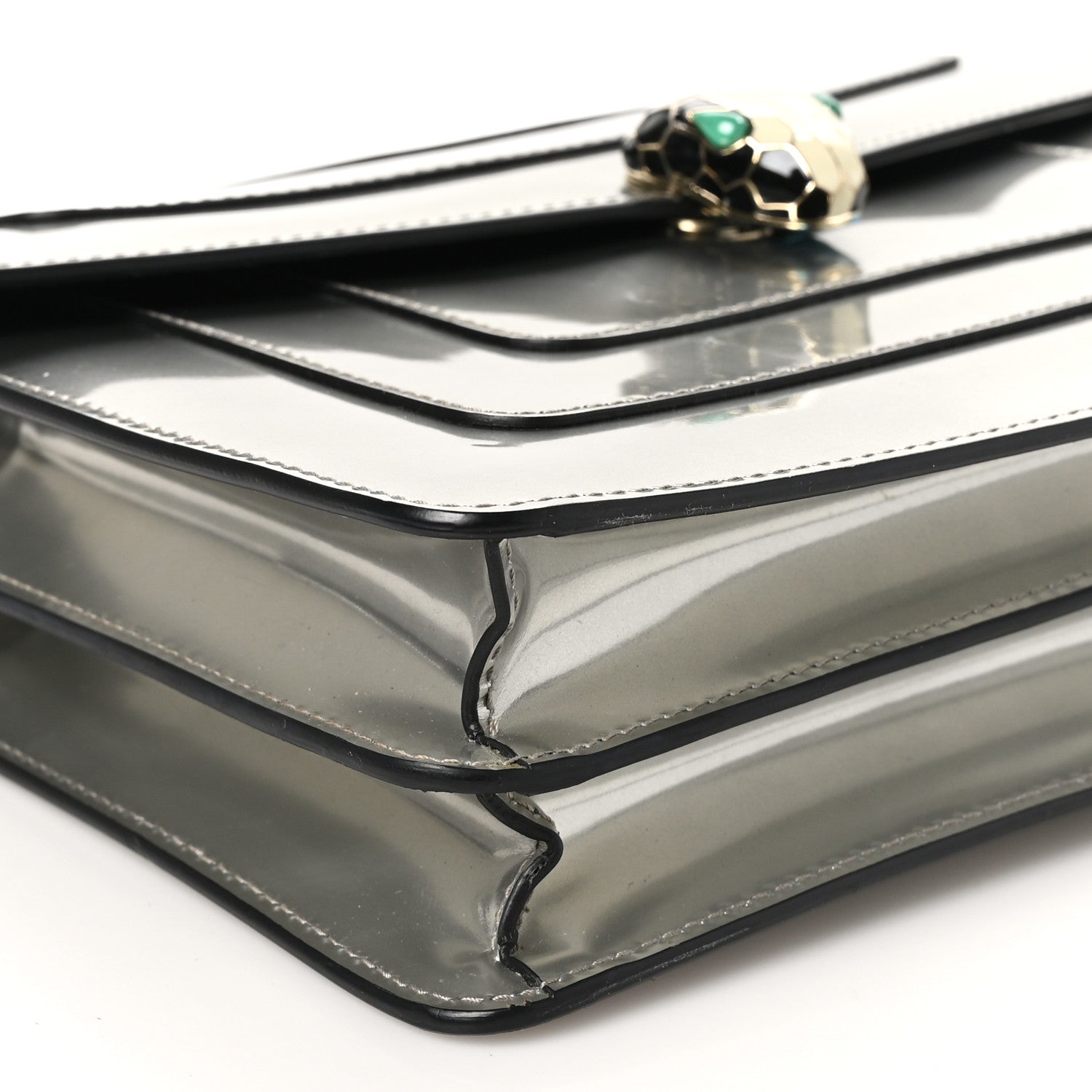 Bulgari Metallic Calfskin Serpenti Forever Shoulder Bag Silver 10 of 12