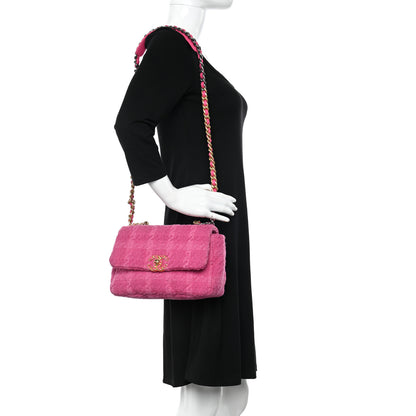Chanel Tweed Quilted Medium Chanel 19 Flap Pink 2 of 10