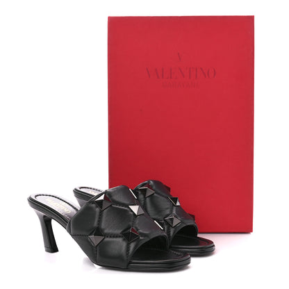 Valentino Garavani Nappa Quilted Monochrome Roman Stud 65mm Slide Sandals 35 Black 9 of 9